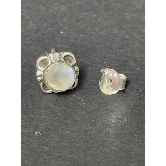 New Condition Sterling Silver Genuine Moonstone Stud Earrings 925 5MM - Picture 6 of 8
